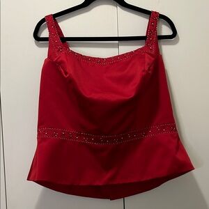 Chic Red Embellished Women's Crop Top